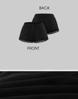 Hydrae Black Lace Trim Satin Mini Shorts
