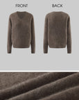 ROVENTE Brushed V-Neck Relaxed Fit Long Sleeve Knit Sweater