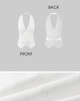 ROVENTE Halter Waistcoat Top with Plunging Neckline and Open Back - PINKPARKS