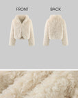 ROVENTE Curly Plush Cropped Jacket with Statement Collar & Rounded Front