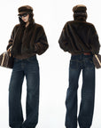 IAMXIAA Low-Rise Vintage Whisker Wash Baggy Wide-Leg Jeans