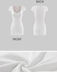 Hydrae Sculpt Ribbed Square Neck Bodycon Mini Dress Short Sleeve Fit Slim Going-Out Dress