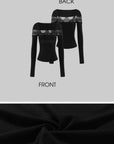 Rase le sol Lace-Panel Off-Shoulder Fitted Long-Sleeve T-Shirt
