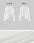 Rase le sol Amor Fati Cross-Embroidered Asymmetric Draped Long Sleeve Top