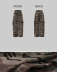 Rase le sol Gathered Cargo Pocket Camouflage Wide-Leg Pants
