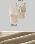 WARDEN EDGE Beige Ribbed Buckle Tank Top - PINKPARKS
