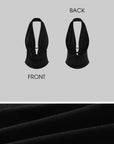 0122stepll Haut halter à décolleté plongeant & Ensemble jupe maxi à taille basse