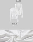 0122stepll Draped Open Back Long Sleeve Top
