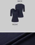 IAMXIAA Classic Wool Stretch V-Neck Slim Fit Half Sleeve Top