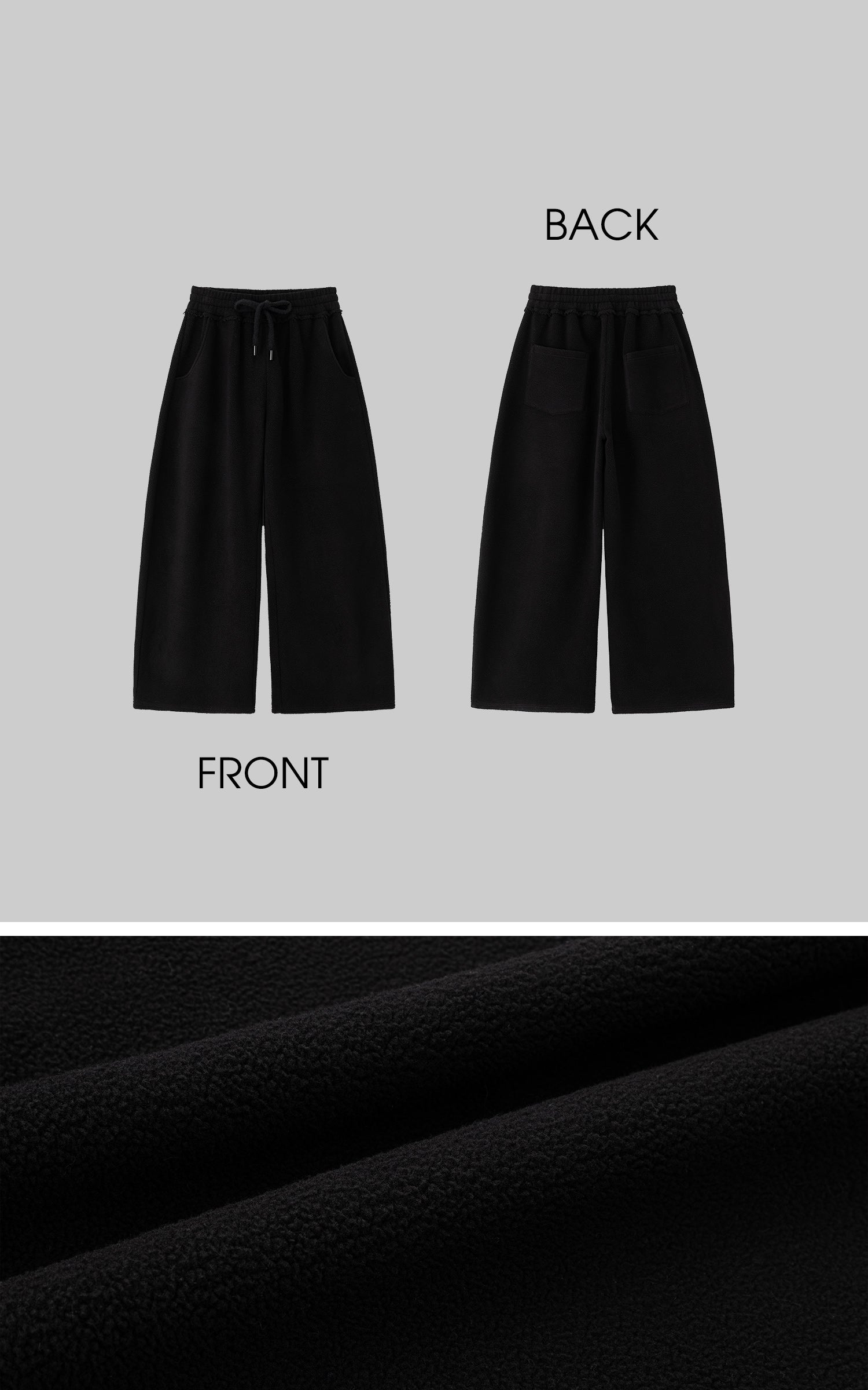 IAMXIAA Fleece Wide-Leg Sweatpants with Drawstring Waist