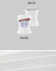 WARDEN EDGE Graphic Embroidered Strapless Knit Top with Sculpted Corset Silhouette