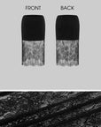 0122stepll Sheer Floral Lace Panel Low Rise Midi Skirt