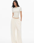 0122stepll Ensemble trois pièces : veste zippée en polaire, t-shirt ajusté et pantalon large
