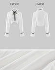 Rase le sol Ruffled High-Neck Ribbon Cropped Blouse