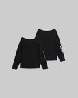 WARDEN EDGE Asymmetrical Off-Shoulder Long Sleeve Top - PINKPARKS