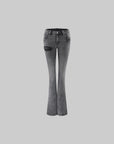 Rase le sol Distressed Patch Flared Denim Pants