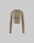 ROVENTE Cable-Knit Cropped Sweater