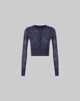 IAMXIAA Sheer Argyle Fuzzy Knit Cardigan