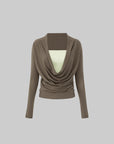 IAMXIAA Draped Deep V Long Sleeve Top