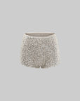 ROVENTE Deep V Knit Top with Sequin Bra and Shorts Set
