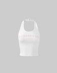 WARDEN EDGE Rhinestone Logo Halter Tank Top - PINKPARKS