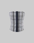 Hydrae Plaid Hook-Front Tube Corset Top