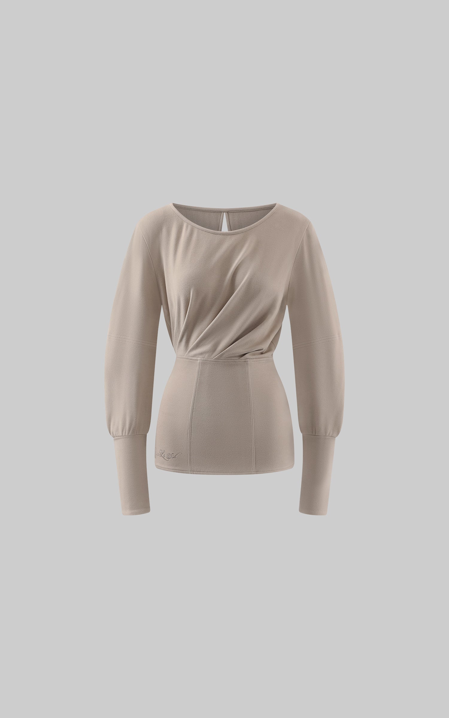 Rase le sol Draped Sculptural Knit Top with Corset Waist and Cutout Back