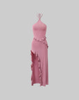 DreamyNerd Ruffle Cutout Halter Maxi Dress - PINKPARKS