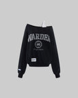 WARDEN EDGE Sweat-shirt surdimensionné à col large avec graphique universitaire usé
