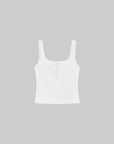 WARDEN EDGE Ribbed Tank Top with Lace and Button Details - PINKPARKS