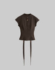 DOINDULGE Mock-Neck Cap-Sleeve Fitted Top