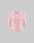 Rase le sol Pink Printed Hooded Fitted Zip Hoodie and Low-Rise Flared Pants Set