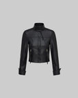 IAMXIAA Cropped Faux Leather Jacket with Zip Detail