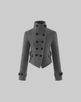 WARDEN EDGE Sculpted High-Collar Double-Breasted Cropped Jacket