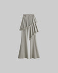 DOINDULGE Layered Pleated Panel Flared Trousers