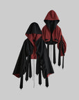 DOINDULGE Reversible Two-Tone Hooded Tie-Detail Jacket