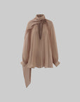 ROVENTE Draped Scarf Blouse with Flower Detail