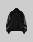 WARDEN EDGE Oversized Contrast Sleeve Varsity Bomber Jacket