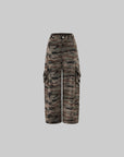 Rase le sol Gathered Cargo Pocket Camouflage Wide-Leg Pants