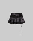 DOINDULGE Lace-Up Layered Pleated Mini Skirt