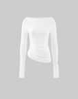 WARDEN EDGE Asymmetric Draped Long Sleeve Fitted Top