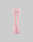 Rase le sol Pink Printed Hooded Fitted Zip Hoodie and Low-Rise Flared Pants Set