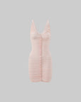 DreamyNerd Blush Ruffle Ruched Mini Dress