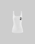 WARDEN EDGE Ribbed Slim Tank Top with Numeric Print Minimal Camisole