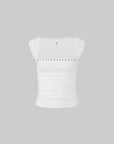 IAMXIAA Studded Ruched Square Neck Tee