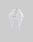 WARDEN EDGE Asymmetric Layered Ruffle Skirt with Draped Chiffon Panels