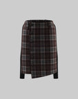Hydrae Lace-Up Open-Back Top & Asymmetric Plaid Skirt Set