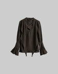 DOINDULGE Draped Sleeve Top with Layered Neckline