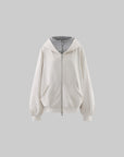 Rase le sol Layered Double-Hood Oversized Graphic Zip-Up Sweatshirt Jacket