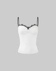 ROVENTE Ruched Sweetheart Camisole with Lace Trim & Contrast Straps - PINKPARKS